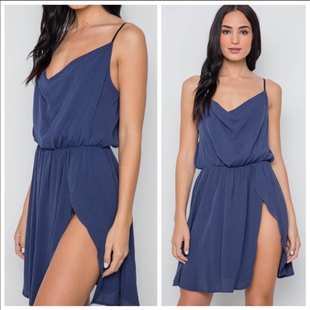 ⭐️TODAY ONLY SALE ⭐️Navy Cami Dress with side Slit